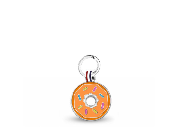 Orange Donut Round Shaped Engravable Tag