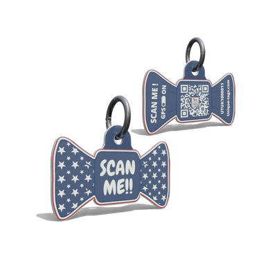 Navy Stars Bow Shaped Epoxy QR Tag