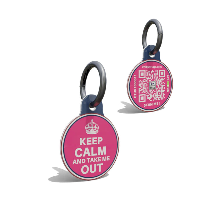 Dark Pink Take Me Out Round Shaped Epoxy QR Tag