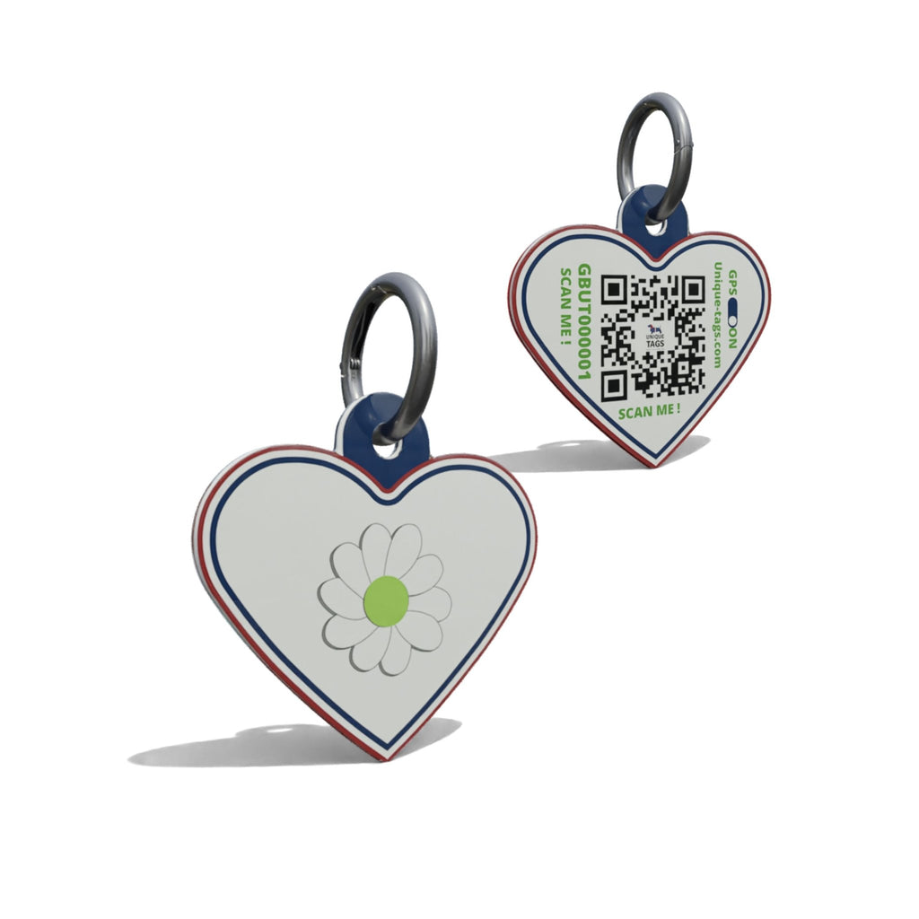 Green Daisy Heart Shaped Epoxy QR Tag