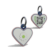 Green Daisy Heart Shaped Epoxy QR Tag