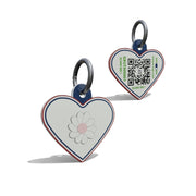 Light Pink Daisy Heart Shaped Epoxy QR Tag