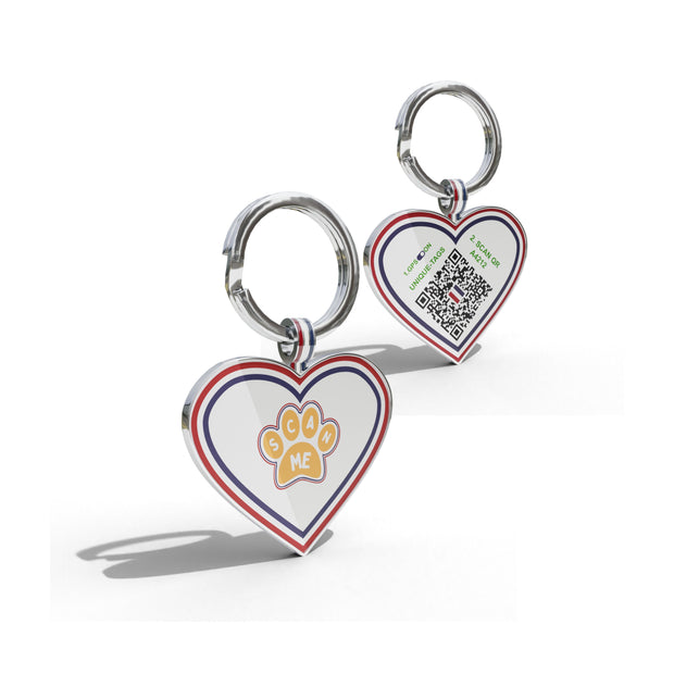 Premium Heart Shaped Orange Paw QR Tag