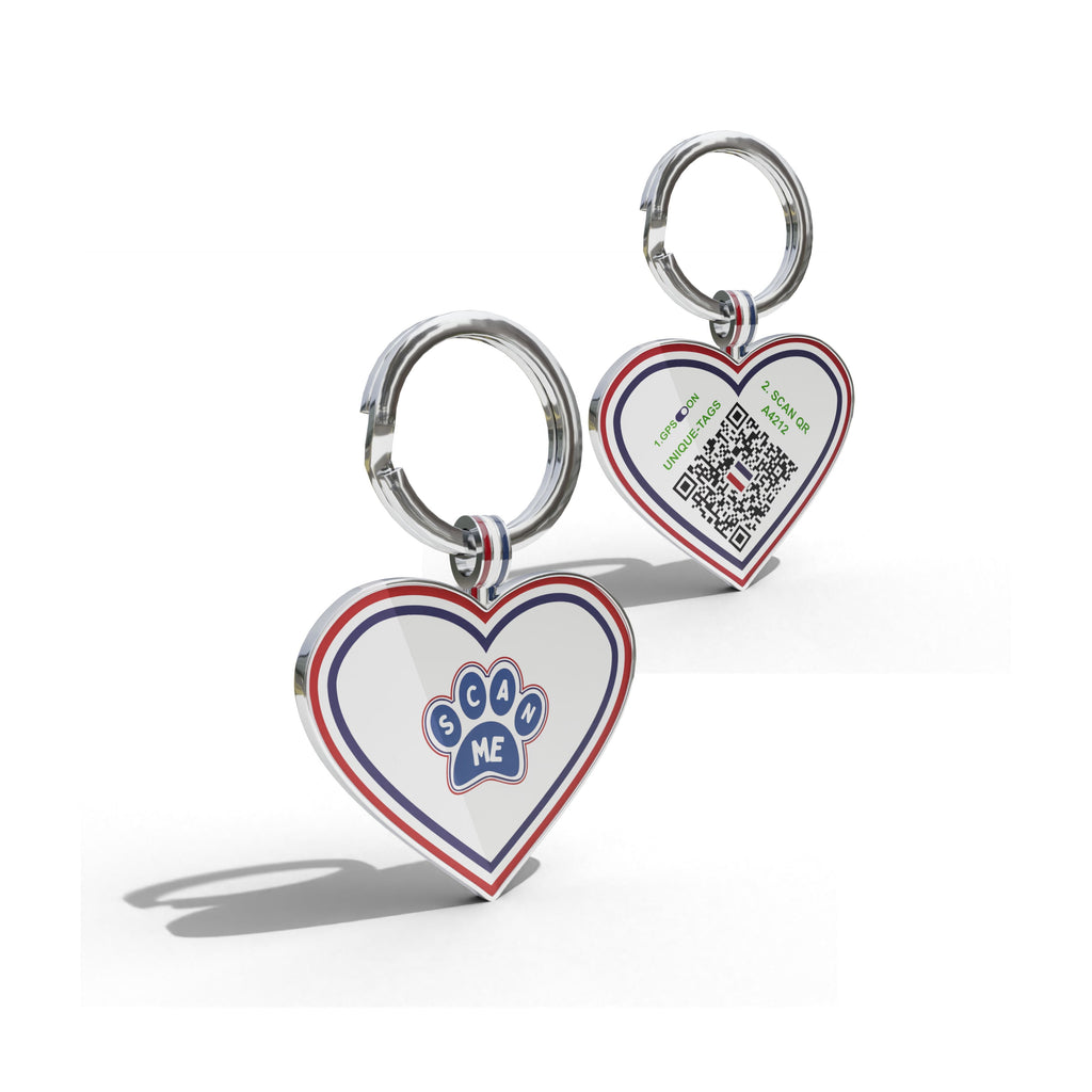 Premium Heart Shaped Navy Paw QR Tag