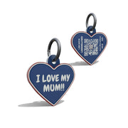 Navy Love My Mom Heart Shaped Epoxy QR Tag