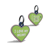 Green Love My Mom Heart Shaped Epoxy QR Tag