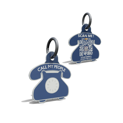 Navy Telephone shaped Epoxy QR Tag