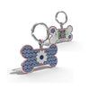 Premium Bone Shaped Navy Daisy On Swirls QR Tag