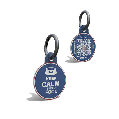 Navy I Need Food Round Shaped Epoxy QR Tag