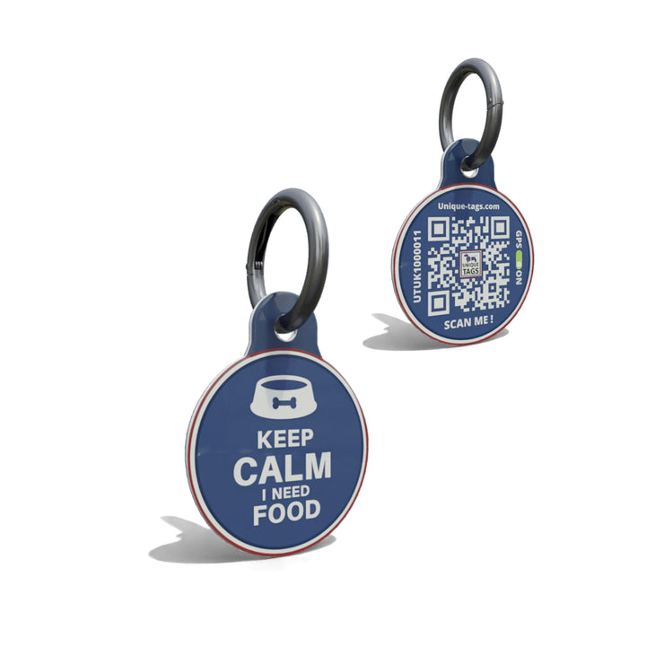 Navy I Need Food Round Shaped Epoxy QR Tag