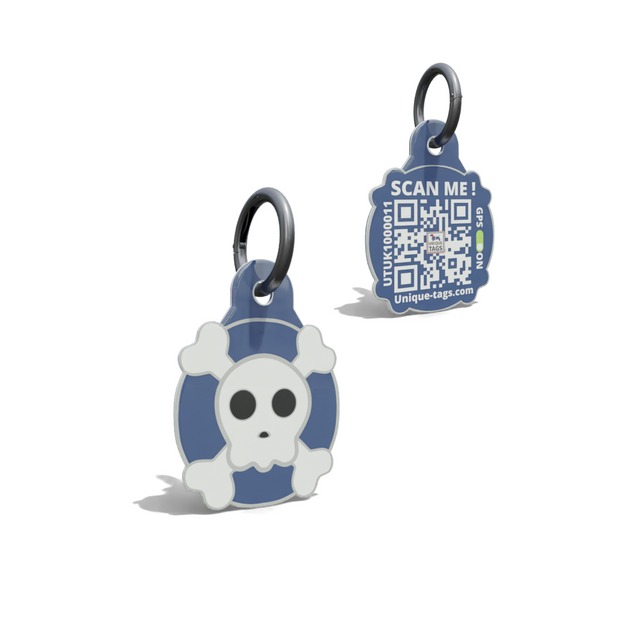 Skull and Bone Shaped Navy Epoxy QR Tag