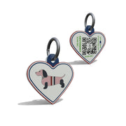 Light Pink Dash Hound Heart Shaped Epoxy QR Tag