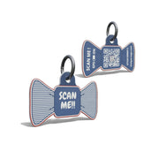 Navy Stripe Bow Shaped Epoxy QR Tag