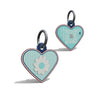 Aqua Daisy On Stripes Heart Shaped Epoxy QR Tag