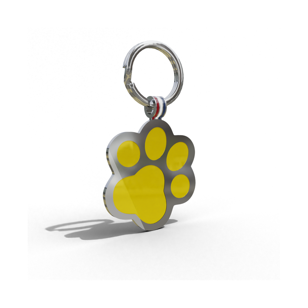 Yellow Paw Shaped Engravable Tag