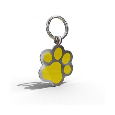 Yellow Paw Shaped Engravable Tag