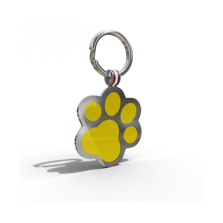 Yellow Paw Shaped Engravable Tag