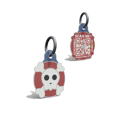 Skull And Bone Shaped Red Epoxy QR Tag