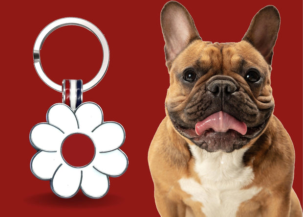 Red Daisy Shaped Engravable Tag