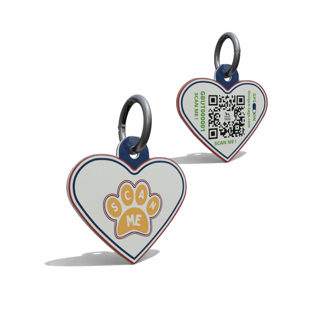 Orange Paw Heart Shaped Epoxy QR Tag