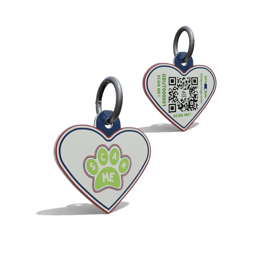 Green Paw Heart Shaped Epoxy QR Tag