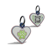 Green Paw Heart Shaped Epoxy QR Tag