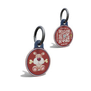 Red Dog & Bone Round Shaped Epoxy QR Tag