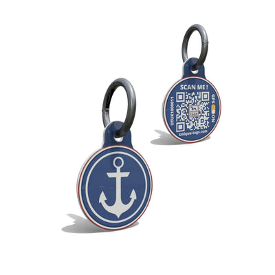 Anchor Blue Round Shaped Epoxy QR Tag