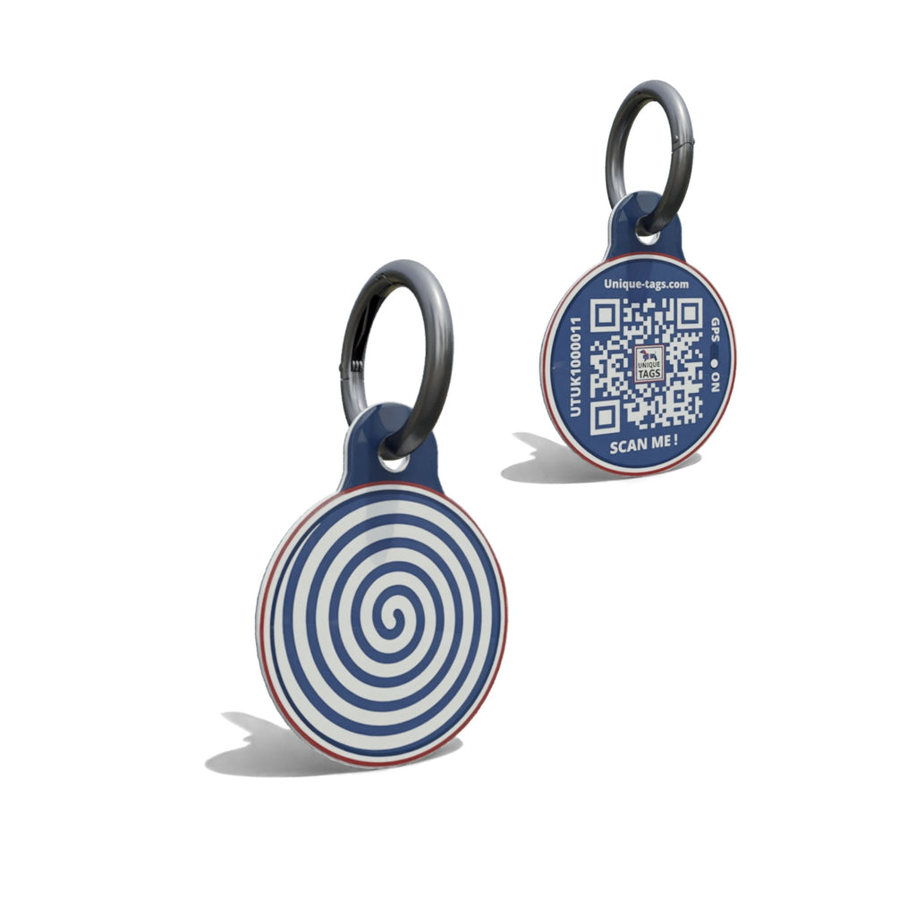 Navy Candy Swirl Round Shaped Epoxy QR Tag