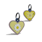 Yellow Daisy On Stripes Heart Shaped Epoxy QR Tag