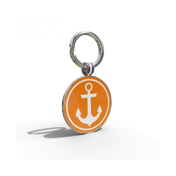 Anchor Orange Round Shaped Engravable Tag