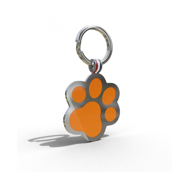 Orange Paw Shaped Engravable Tag