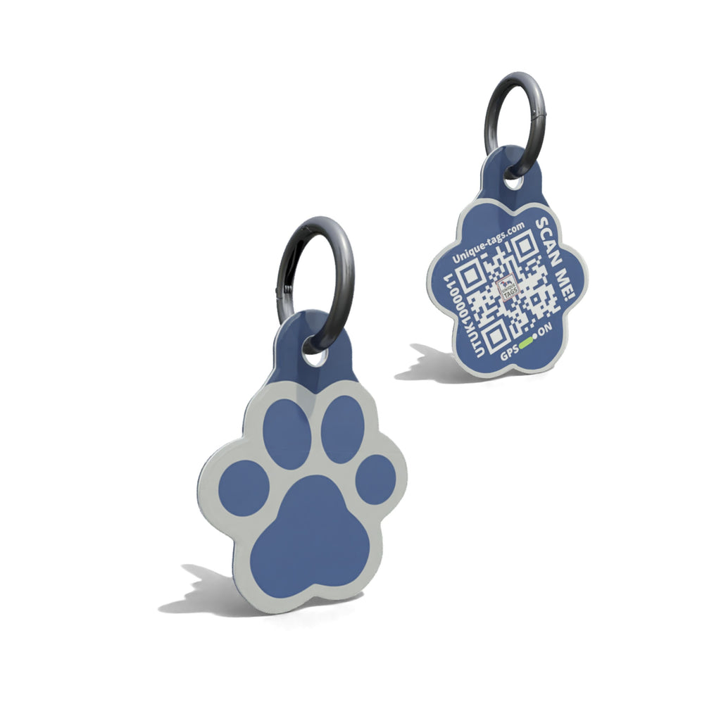 Navy Paw Shaped Epoxy QR Tag