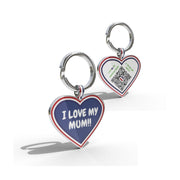 Premium Heart Shaped Navy I Love My Mom QR Tag