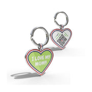 Premium Heart Shaped Green I Love My Mom QR Tag