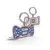 Premium Bow Shaped Scan Me Navy Hearts QR Tag