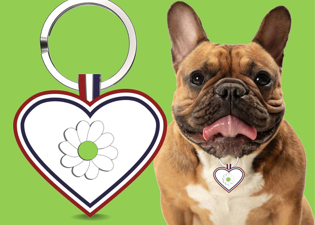 Premium Heart Shaped Green Daisy QR Tag