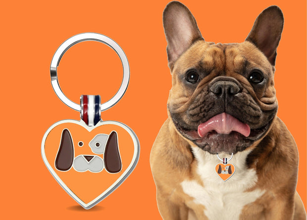 Orange Heart Pet Engravable Tag