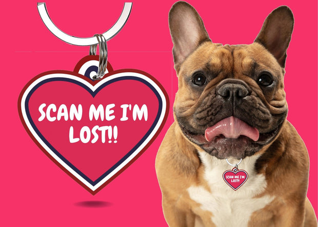 Dark Pink Im Lost Heart Shaped Epoxy QR Tag