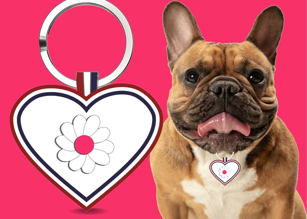 Premium Heart Shaped Dark Pink Daisy QR Tag