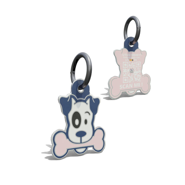 Dog and Bone Face Light Pink Epoxy QR Tag