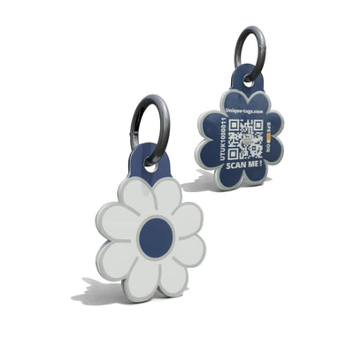 Daisy Shaped Navy Epoxy QR Tag