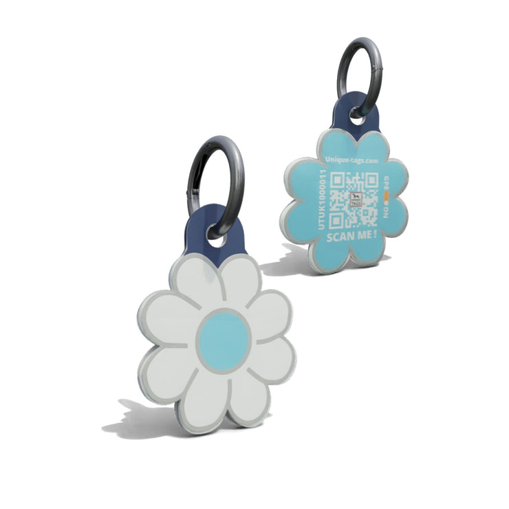 Daisy Shaped Aqua Epoxy QR Tag