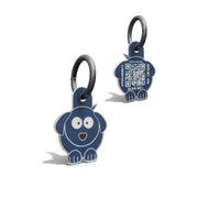 Navy Cute Dog Shaped Epoxy QR Tag