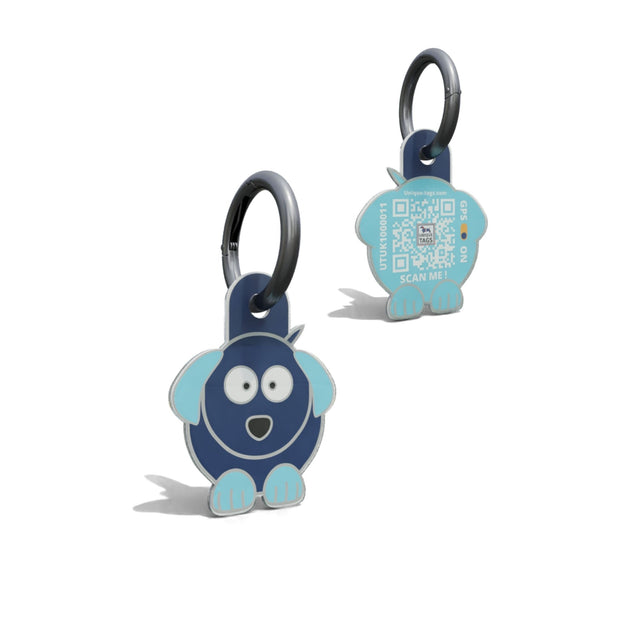 Aqua Cute Dog Shaped Epoxy QR Tag