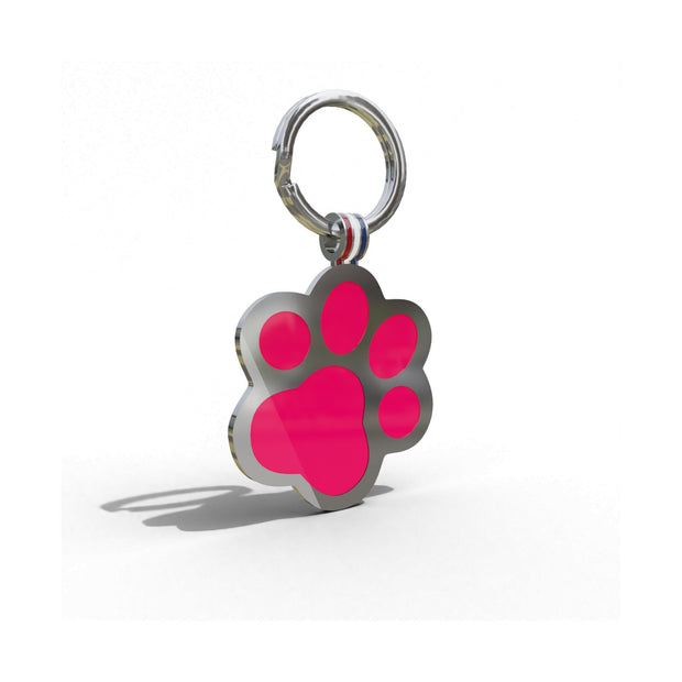 Dark Pink Paw Shaped Engravable Tag