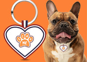 Premium Heart Shaped Orange Paw QR Tag