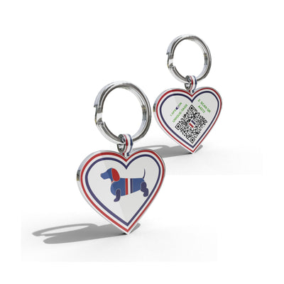 Premium Heart Shaped Navy Dash Hound QR Tag