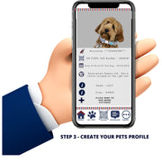 Navy Paw On Stripe Epoxy Bone Shaped QR Tag