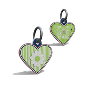 Green Daisy On Stripes Heart Shaped Epoxy QR Tag